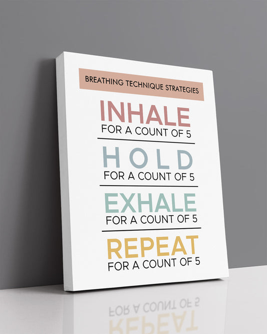 Breathing Technique Strategies - Wall Decor for Therapy Office - Mindfulness Wall Decor - Counseling Office - Mental Health Wall Art - School Psychologist, Therapist