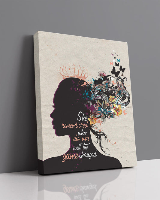She Remembered Who She Was and The Game Changed Inspirational Wall Art - Positive Affirmations Wall Decor for Women Girls Teens Daughter - Uplifting Aesthetic Home Decor
