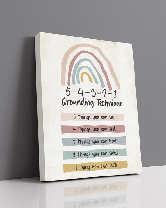 School Psychologist, Counseling Office Decor - 5-4 -3-2 -1 Grounding Technique Mental Health Wall Decor - Teacher Supplies for Classroom - Room Decor Aesthetic