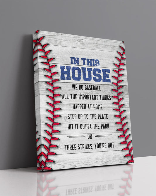 Govivo In This House We Do Baseball - Baseball Motivational Sports Quotes - Baseball Wall Art for Boys Bedroom, Baseball Coach Gift - Inspirational Baseball Wall Decor