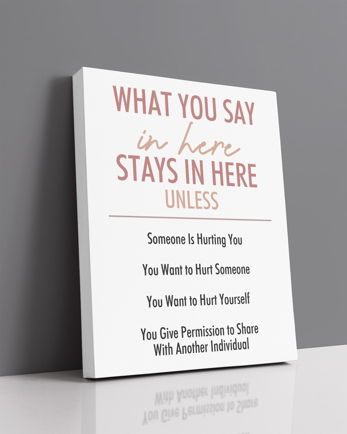 What You Say In Here Stays In Here - Wall Decor for Therapy Office - Mindfulness Wall Decor - Counseling Office - Mental Health Wall Art - School Psychologist, Therapist