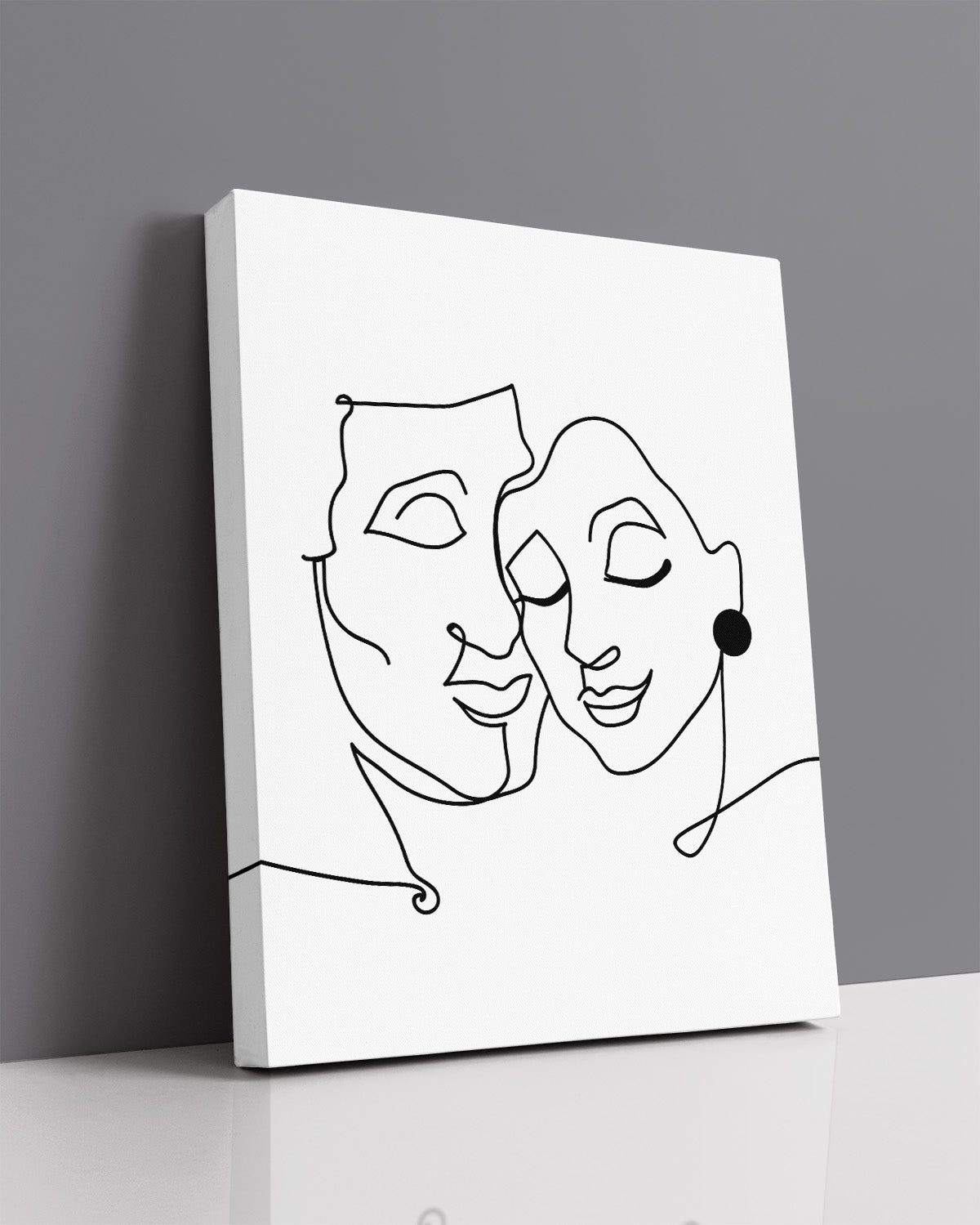 Abstract Line Drawing of A Man and A Woman - Wall Decor Art Print with a white background