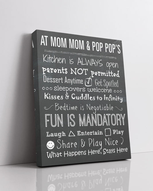 Grandparents House Rules Sign Wall Art Decor - Grandparents Day Gift Ideas - Gifts for Grandparents - Best Gifts for Grandparents Wall Decor