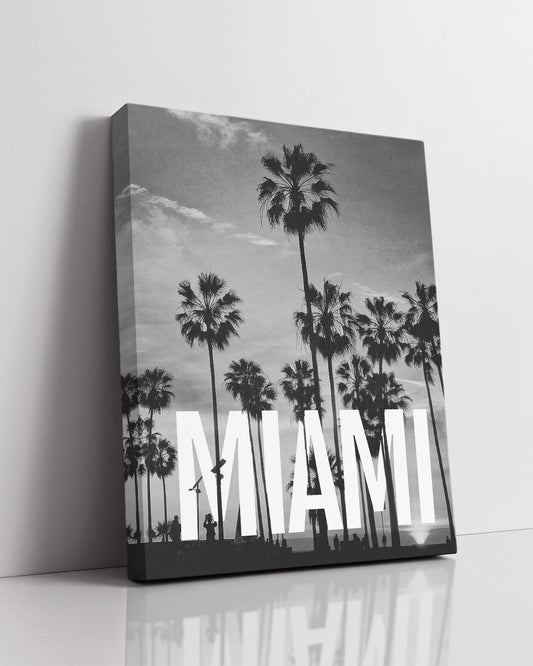 Miami Black and White Wall Art - FloridaRoom Decor - Travel Destination Home Decor - Great Souvenir for Bathroom Decor