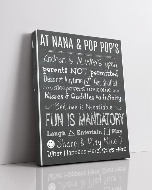 Grandparents House Rules Sign Wall Art - Gifts for Grandparents - Grandparents Day Gift Ideas - Best Gifts for Grandparents Wall Decor