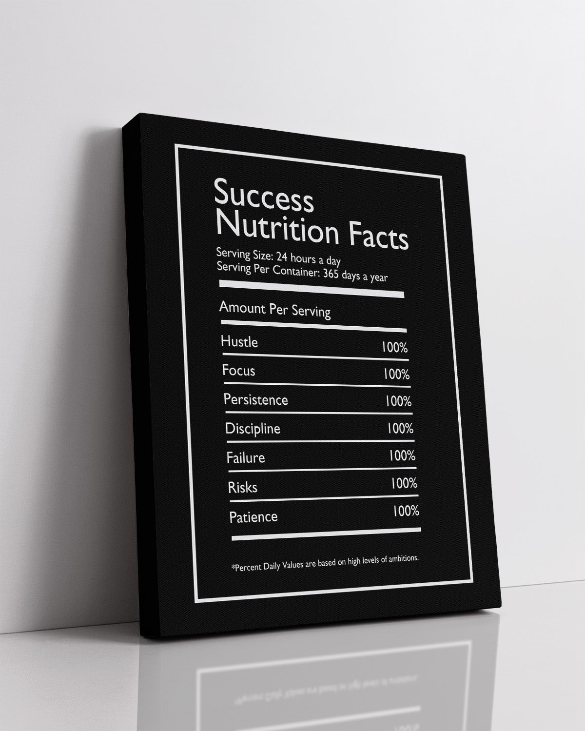 Success Nutrition Facts Motivational Wall Art - Inspirational Wall Decor for Office
