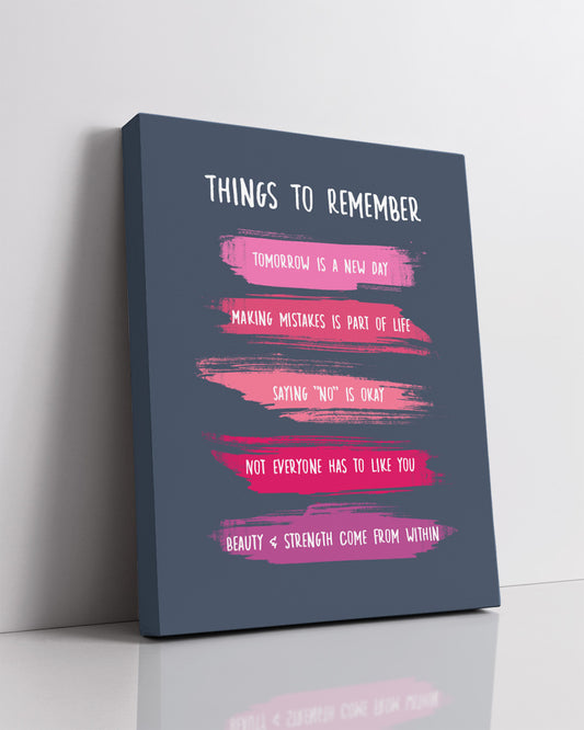 Things To Remember Inspirational Wall Art - Positive Affirmations Wall Decor for Women Girls Teens Daughter - Uplifting Aesthetic Home Decor for Bathroom and Bedroom