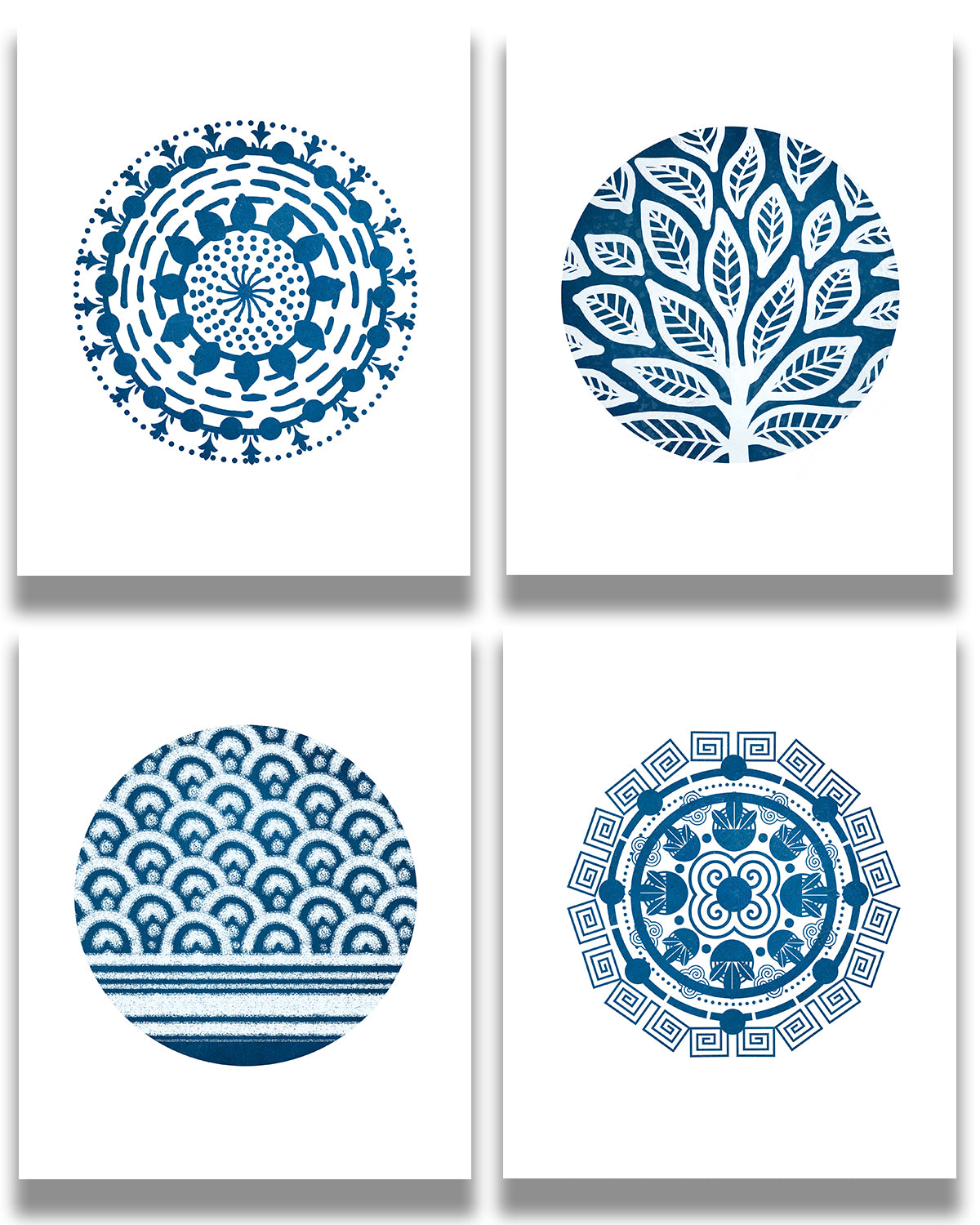 Set of 4 geometric abstract images for bathroom, kitchen, office, design studio - Beautiful gift for women