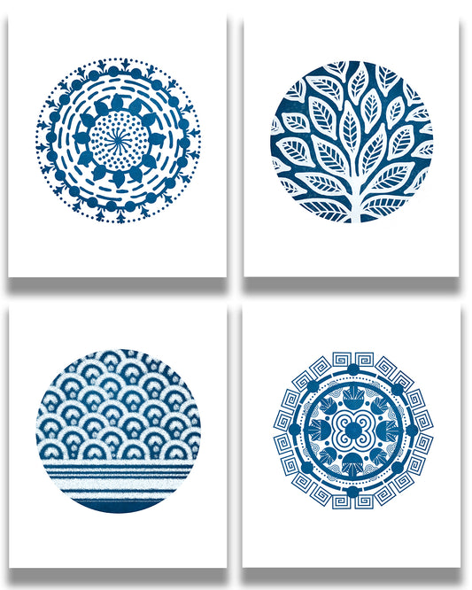 Set of 4 geometric abstract images for bathroom, kitchen, office, design studio - Beautiful gift for women