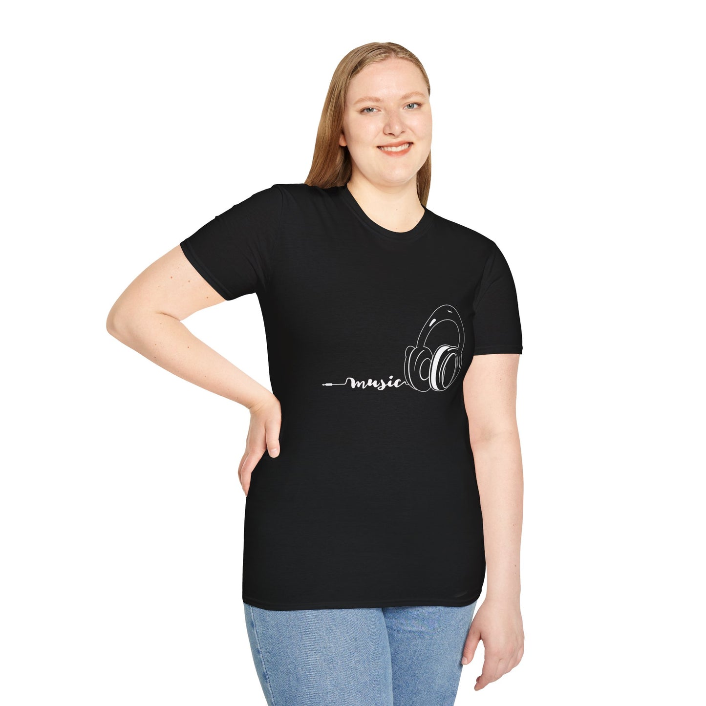 Music white - Unisex Softstyle T-Shirt