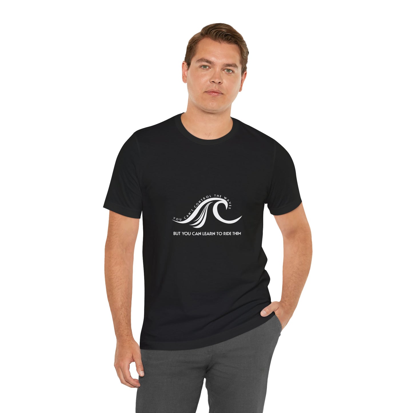 Control Waves white text Unisex Jersey Short Sleeve Tee