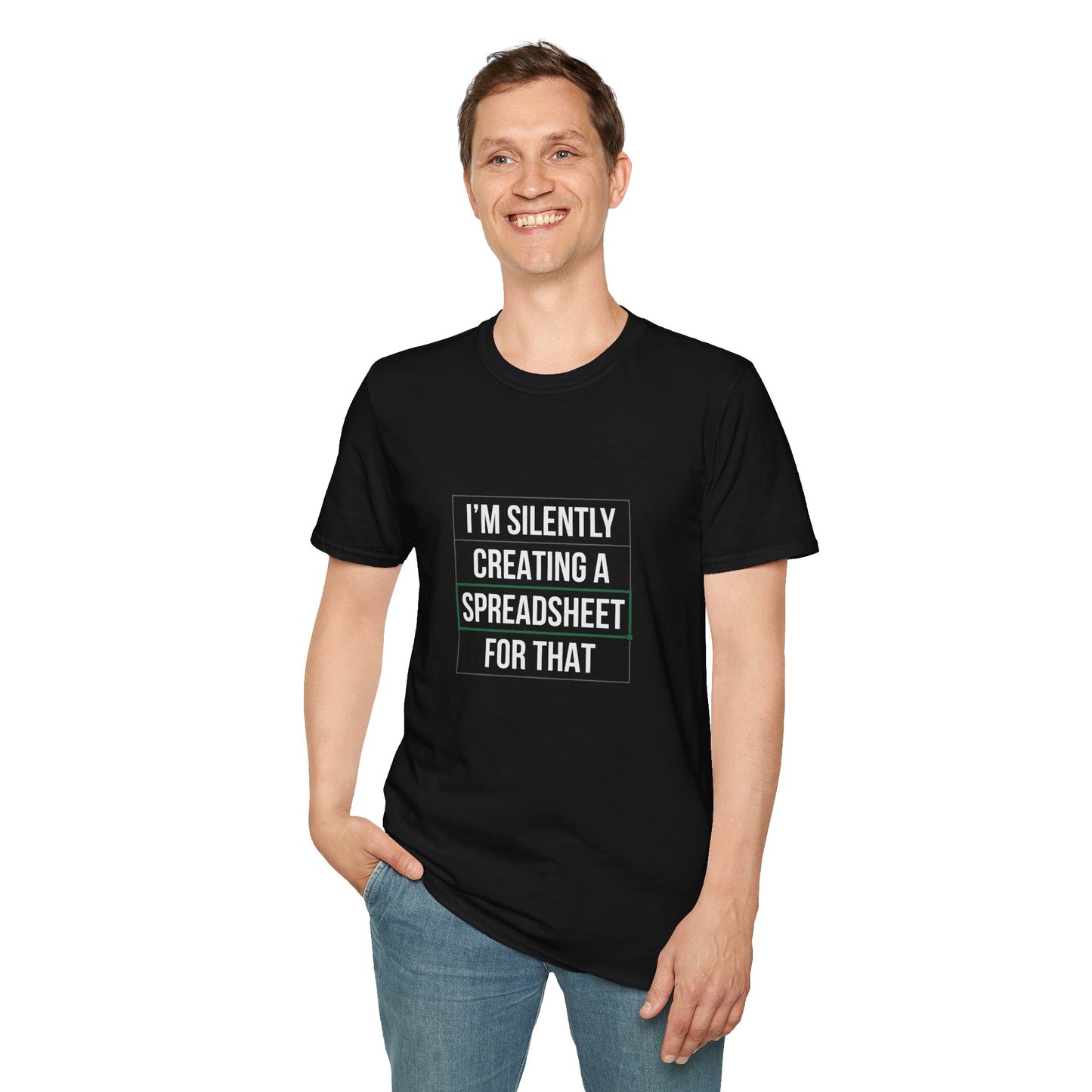 Creating a spreadsheet white text - Unisex Softstyle T-Shirt