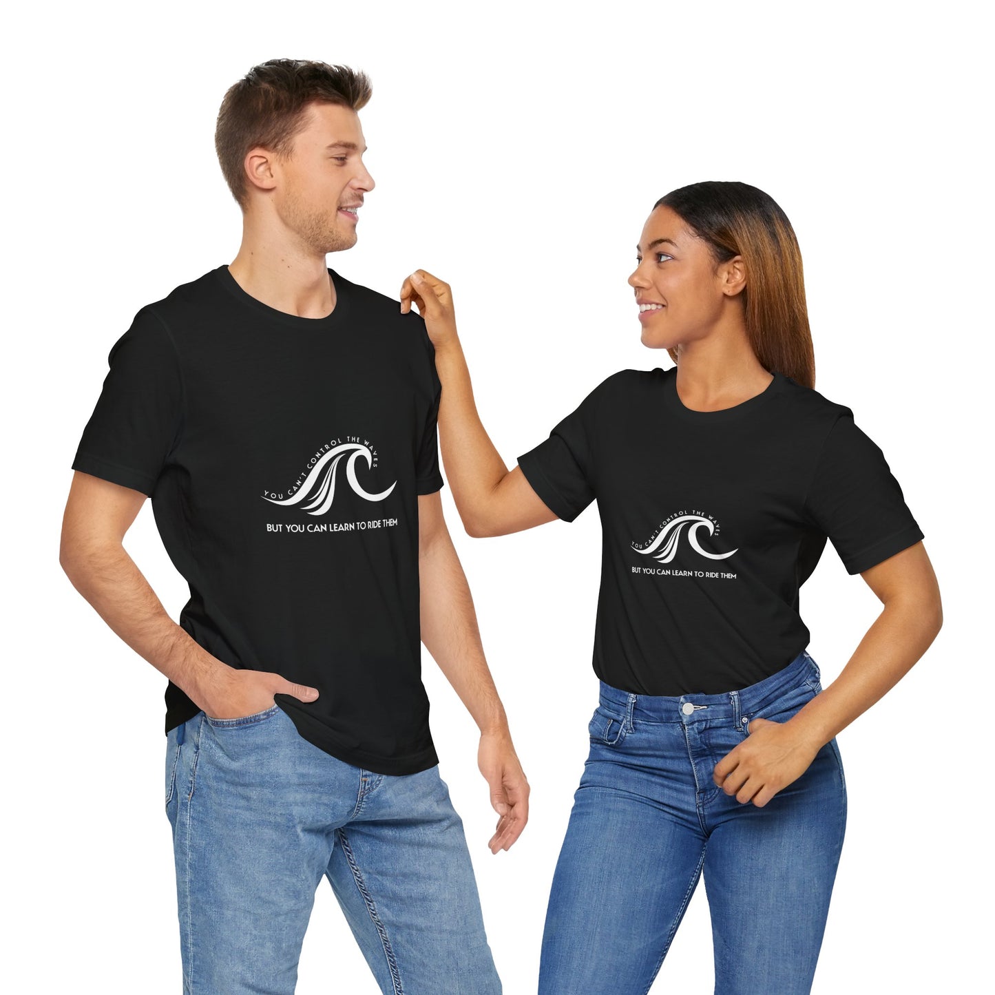 Control Waves white text Unisex Jersey Short Sleeve Tee