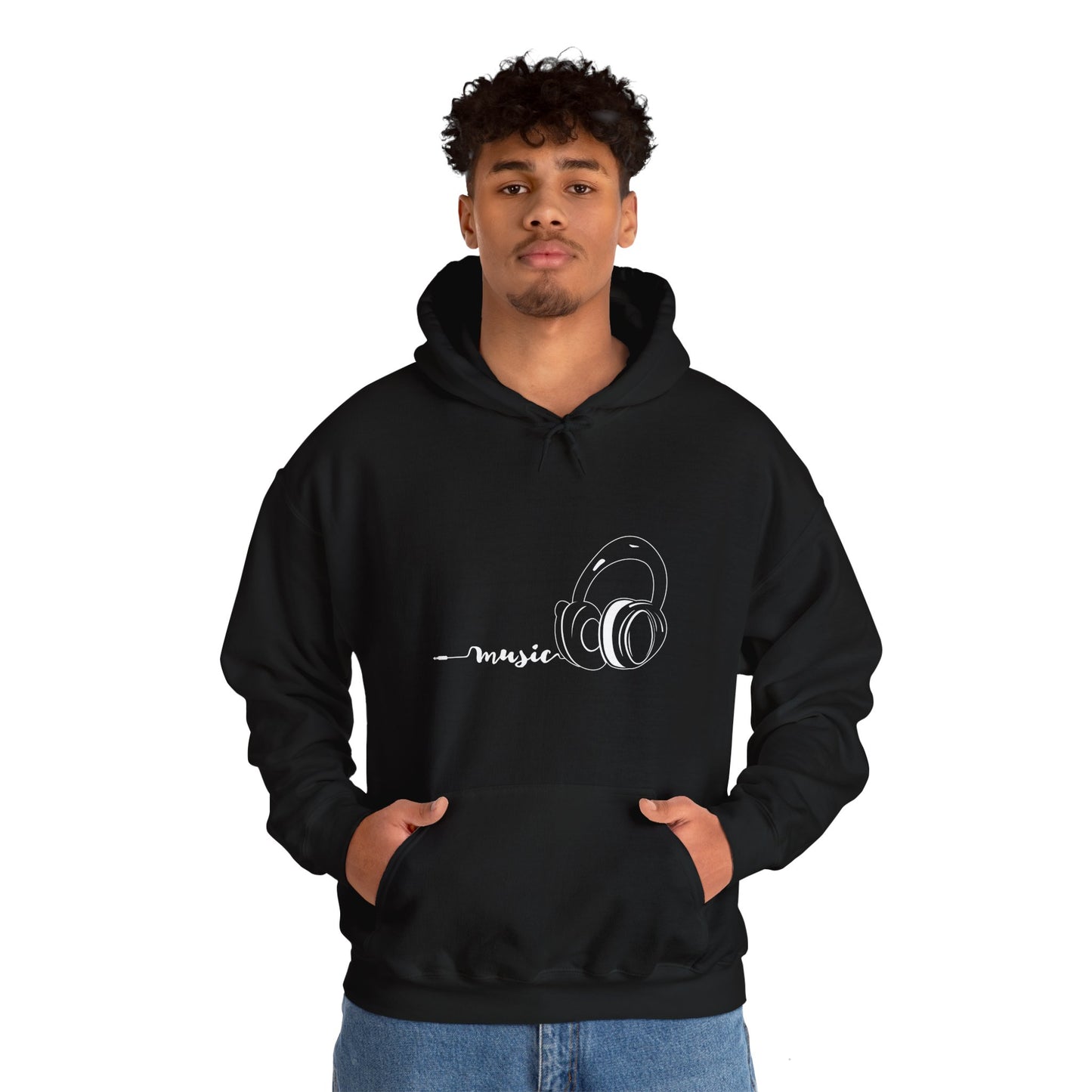 Music white - Unisex Heavy Blend™ Hooded Sweatshirt