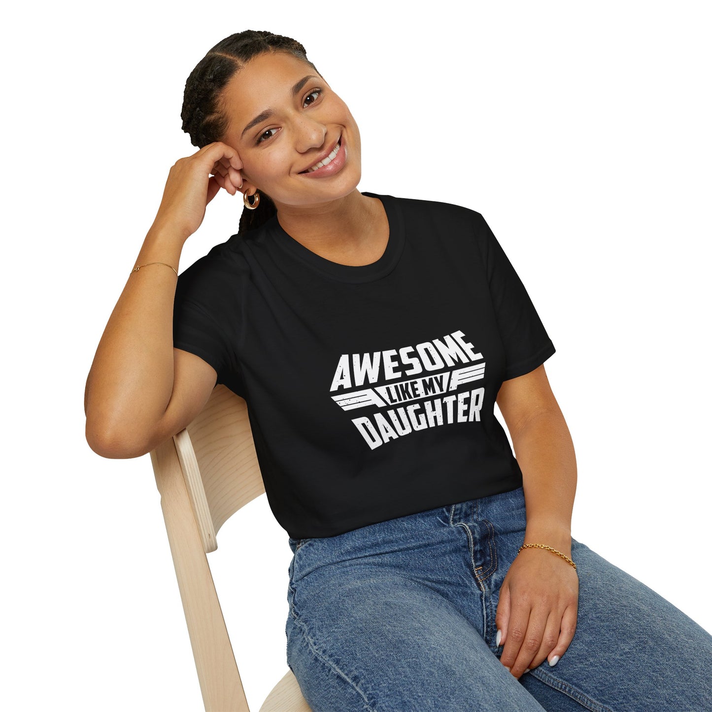 Awesome like my daughter white text - Unisex Softstyle T-Shirt