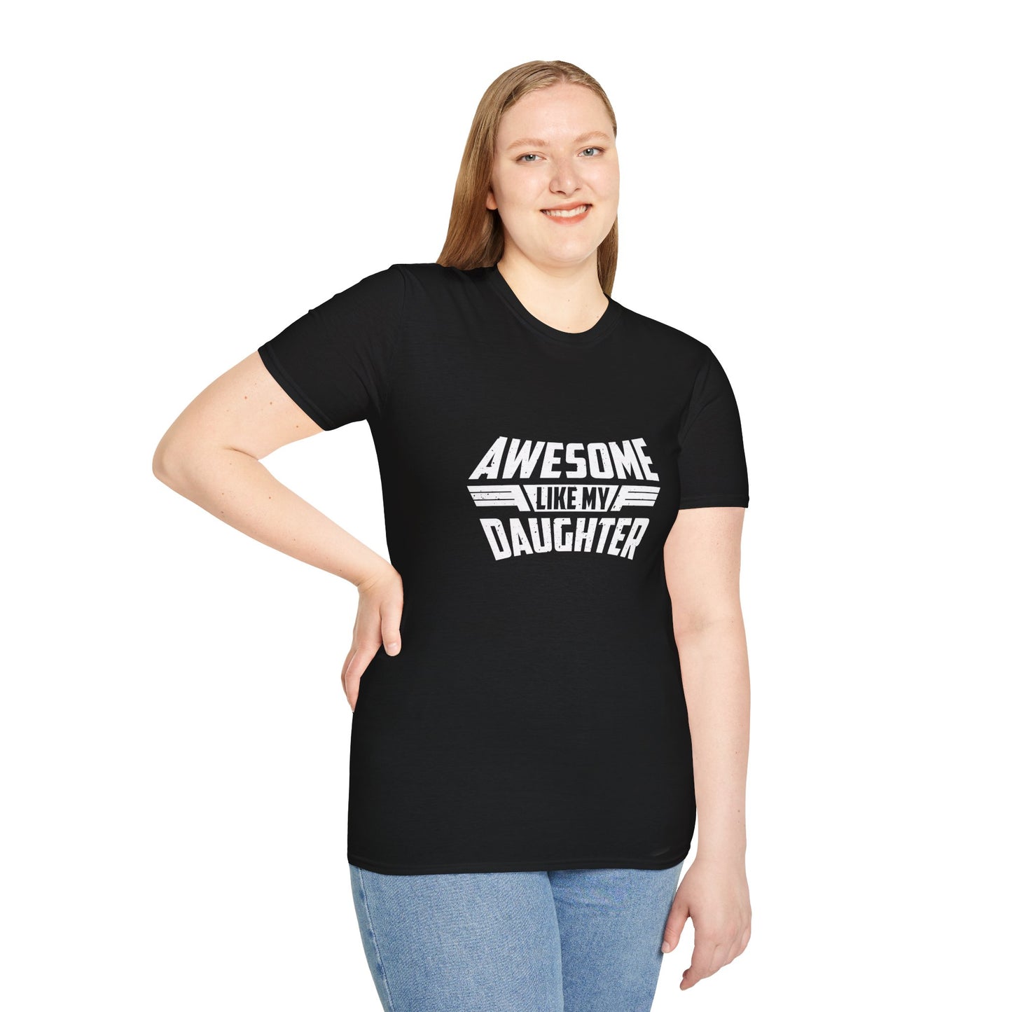 Awesome like my daughter white text - Unisex Softstyle T-Shirt
