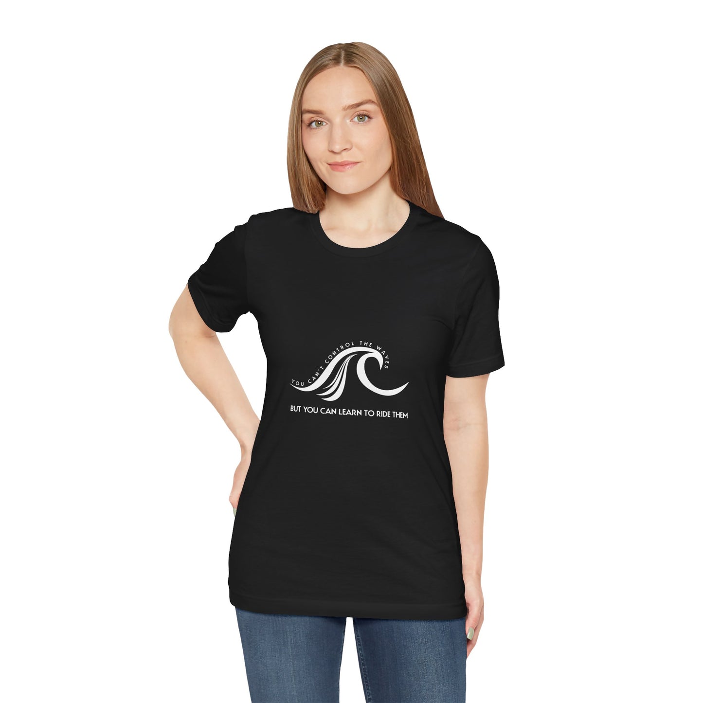 Control Waves white text Unisex Jersey Short Sleeve Tee