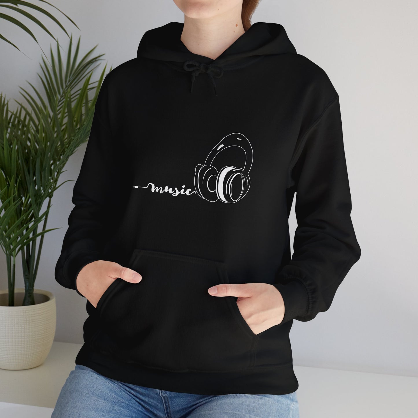 Music white - Unisex Heavy Blend™ Hooded Sweatshirt