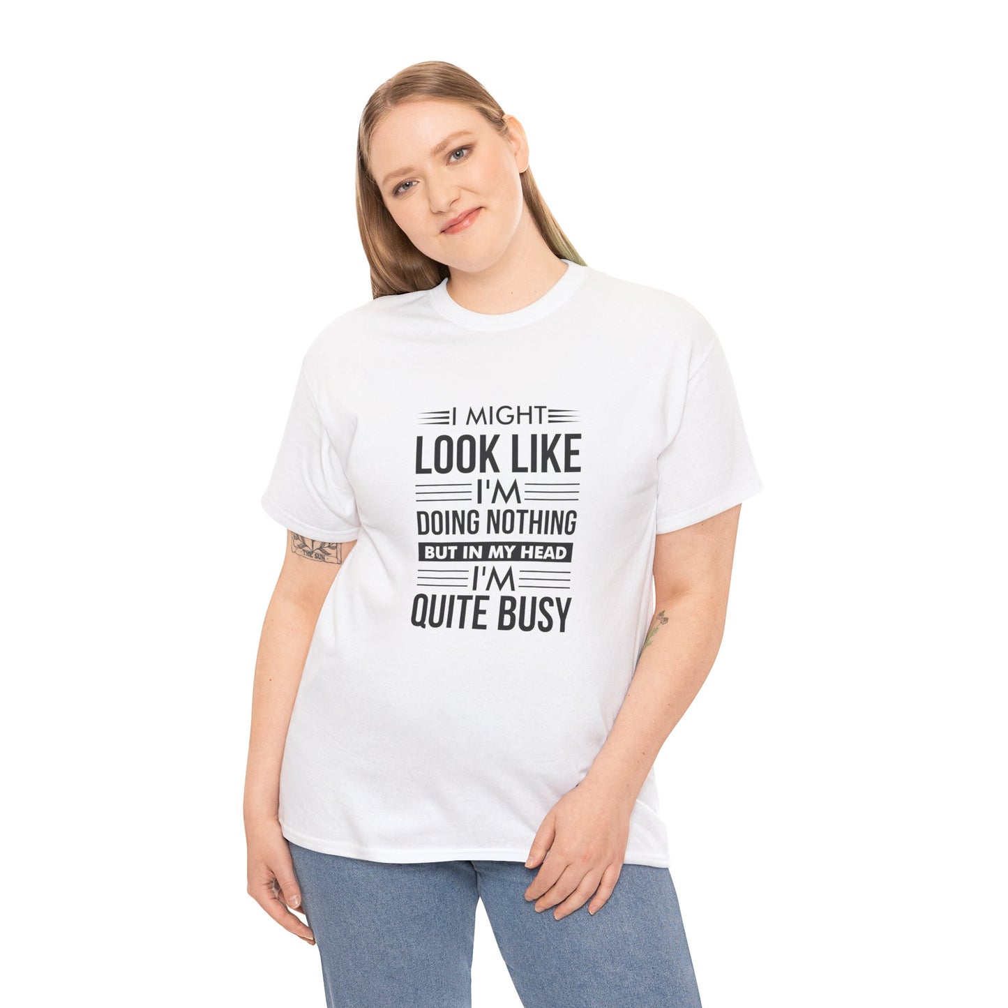 Look like I'm doing nothing text Unisex Heavy Cotton Tee