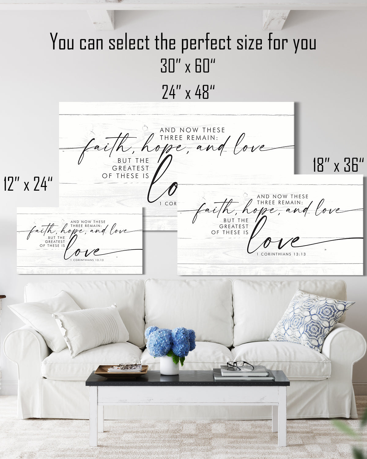 Bedroom Wall Decor Above Bed - And Now These Three Remain Room Decor - 1 Corinthians Sign - Bible Verses Wall Decor - Bridal Shower Wedding Gift For Couple