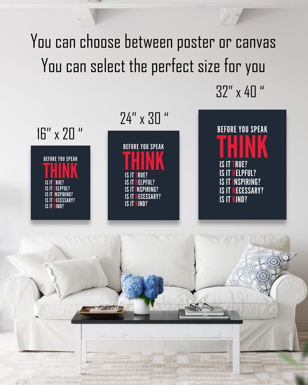 Before You Speak Think Room Decor - Inspirational Wall Art - Motivational Wall Decor for Office