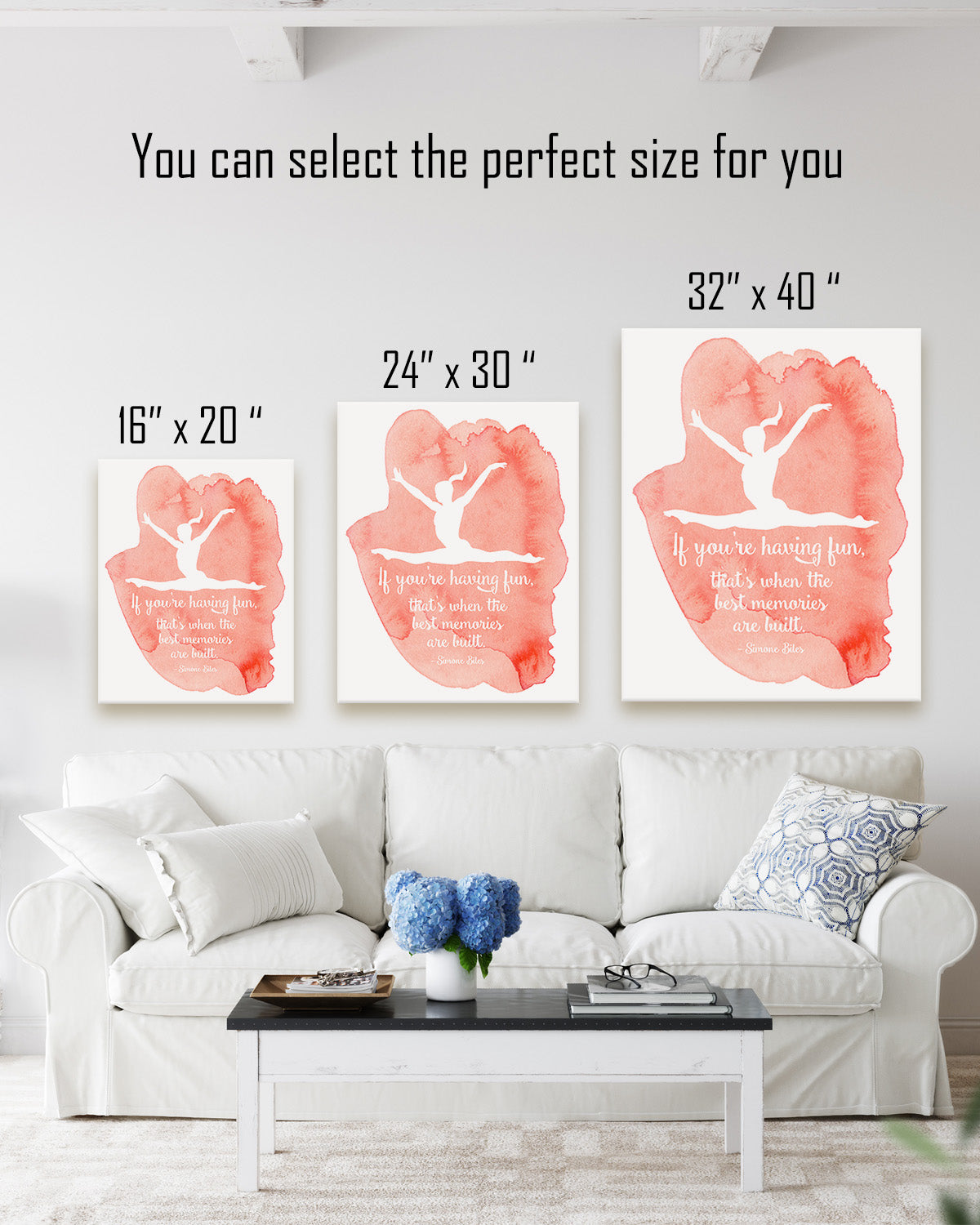 Gymnastics Wall Art - Boho Wall Decor - Girl's Bedroom - Gymnast Wall Decorations for Bedroom - Simone Biles Quotes - Motivational Quotes Wall Art - Inspirational Quotes