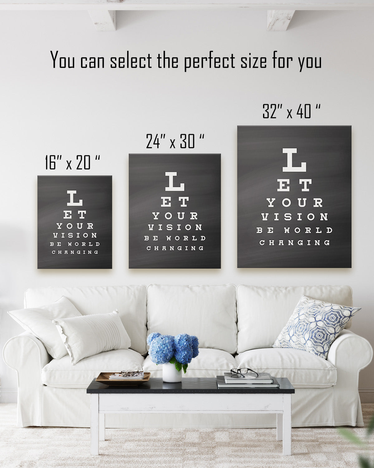 Let Your Vision Be World Changing - Motivational Quote Wall Art Print - Wall Decor for Office, Cubicle and Bedroom - Inspirational Wall Art