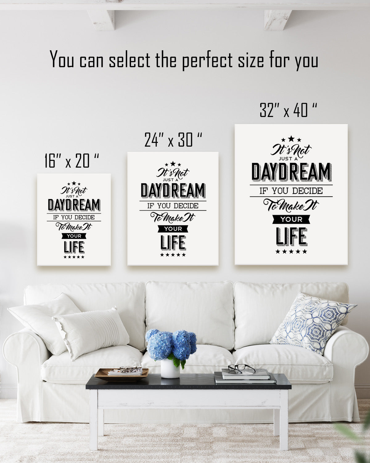 It's Not Just A Daydream If You Decide To Make It Your Life - Motivational Quote Wall Art Print - Wall Decor for Office, Cubicle and Bedroom - Inspirational Wall Art