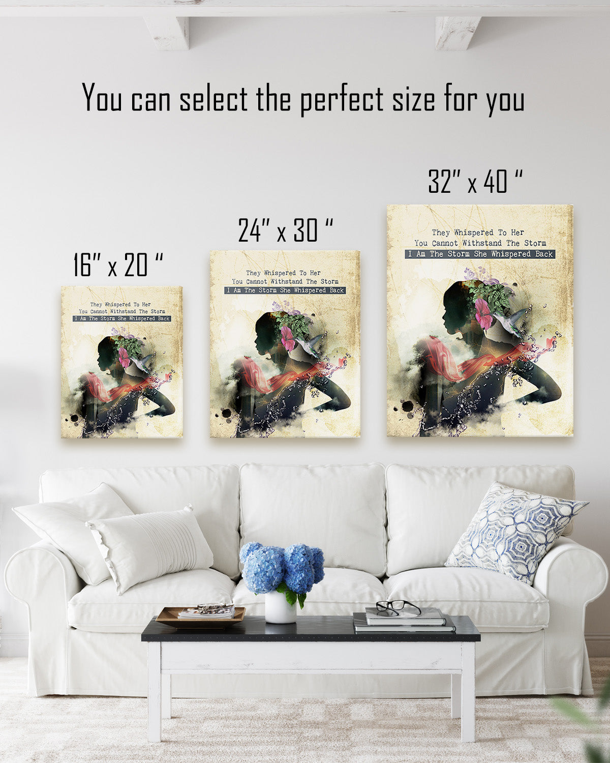 I Am The Storm Wall Art - Inspirational Gifts for Women Teens - Hummingbird Room Decor - Uplifting Encouragement Quotes Home Decor - Positive Affirmations wall decor