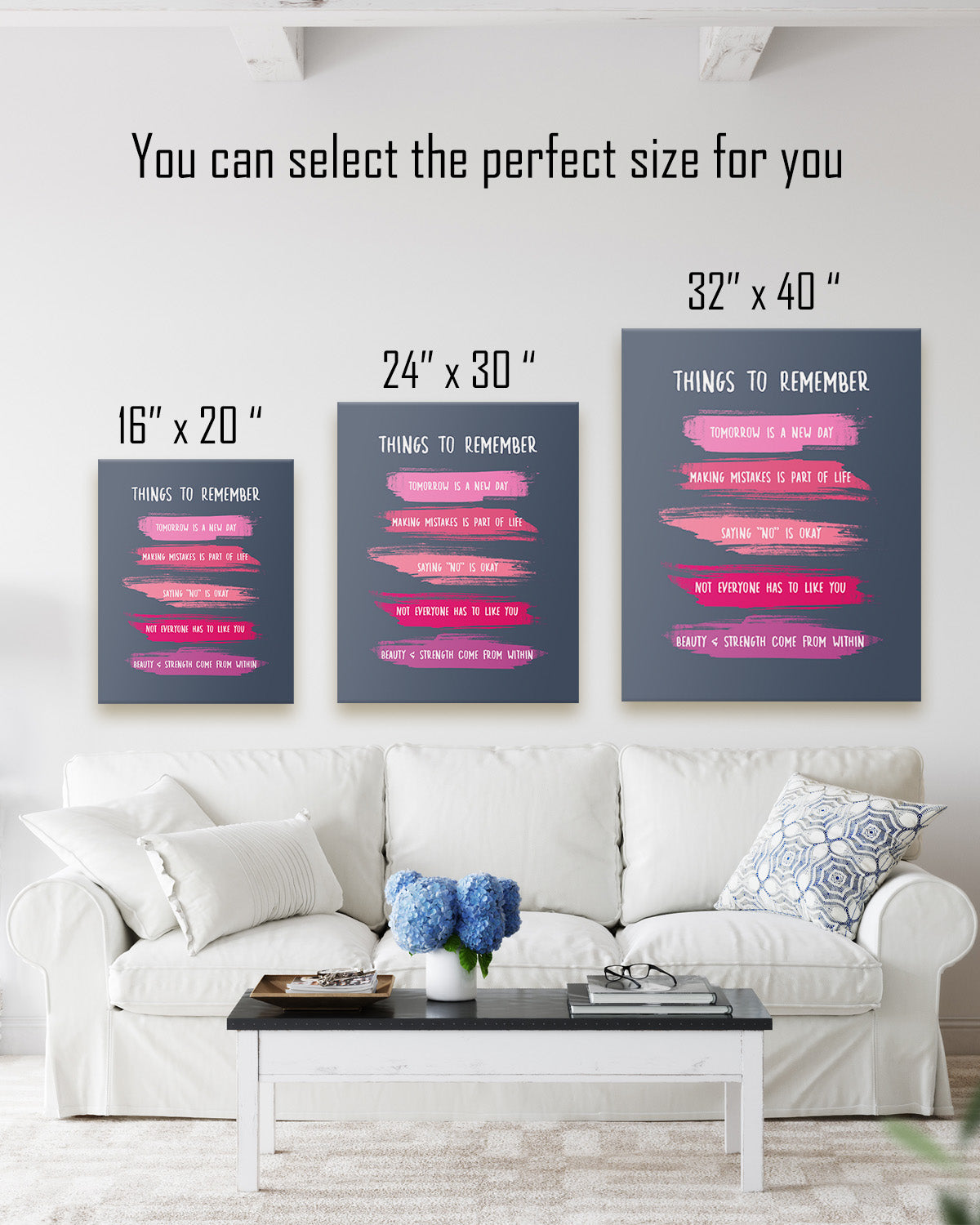 Things To Remember Inspirational Wall Art - Positive Affirmations Wall Decor for Women Girls Teens Daughter - Uplifting Aesthetic Home Decor for Bathroom and Bedroom