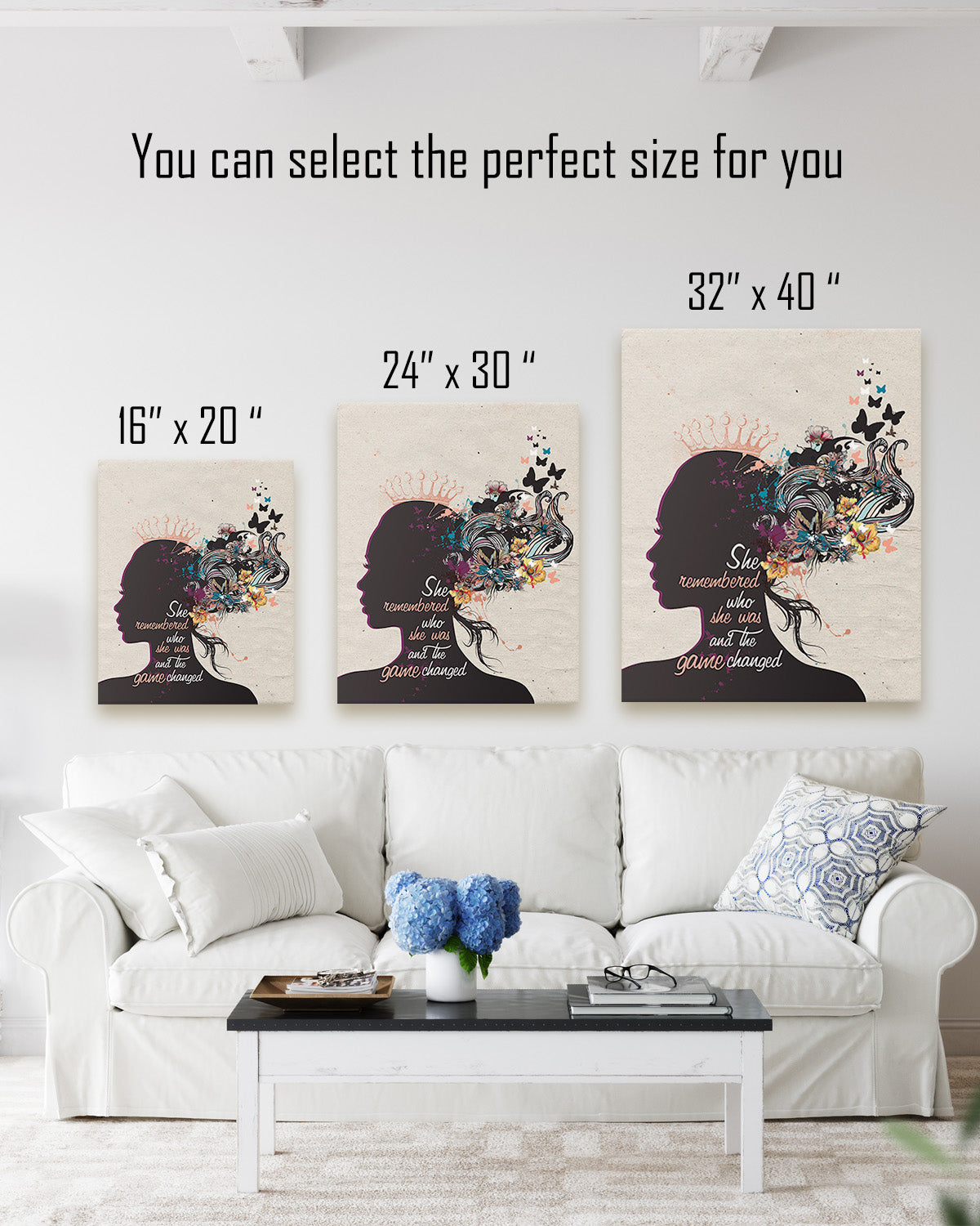 She Remembered Who She Was and The Game Changed Inspirational Wall Art - Positive Affirmations Wall Decor for Women Girls Teens Daughter - Uplifting Aesthetic Home Decor