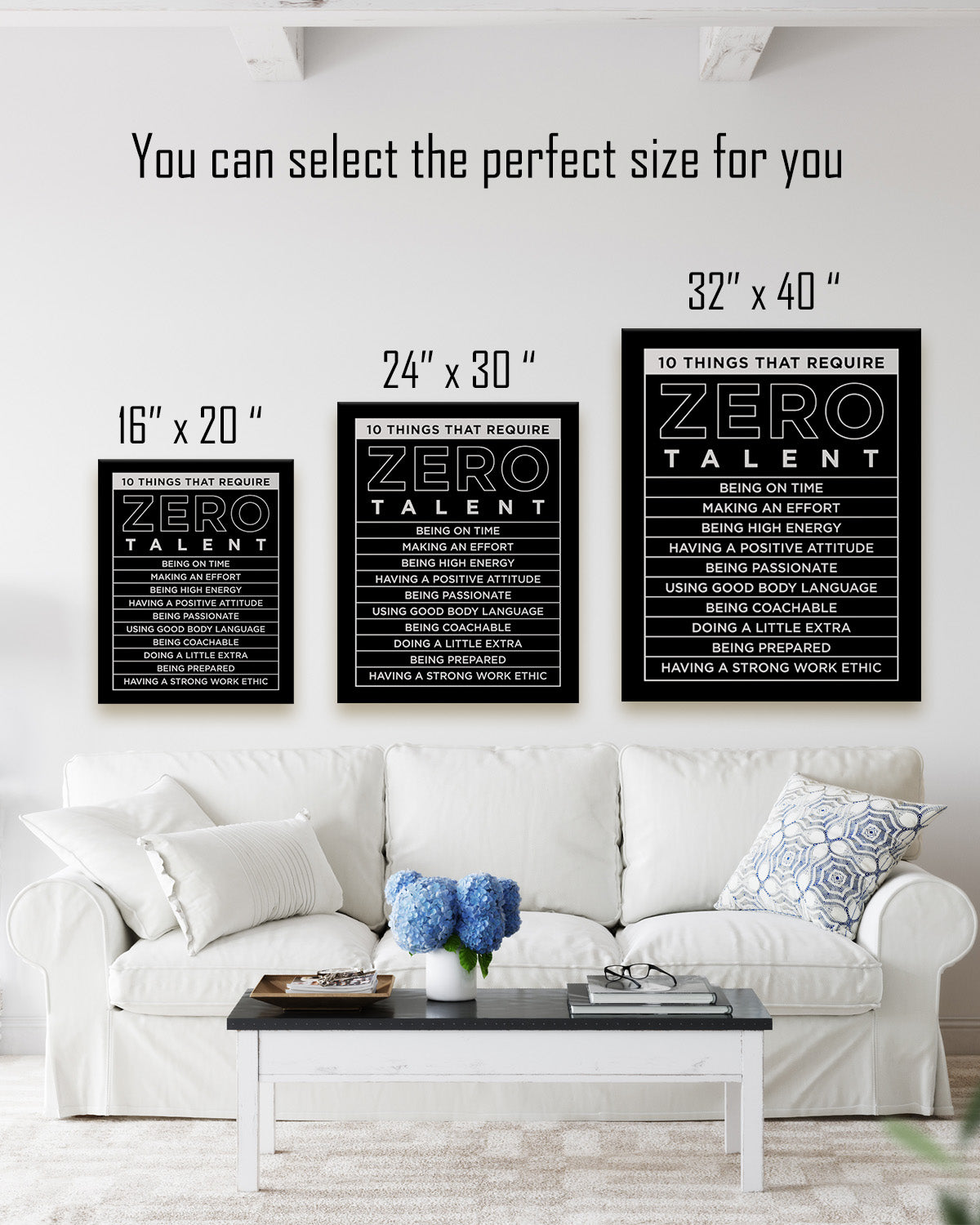 10 Things That Require Zero Talent Room Decor - Inspirational Wall Art - Motivational Wall Decor for Office Kitchen Bedroom Bathroom - Gift for Women Men Mentor Teens