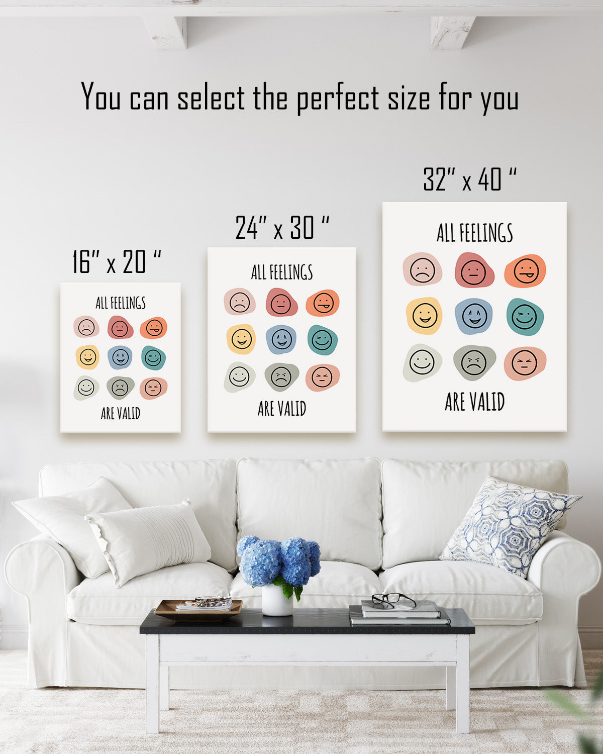 All Feelings Are Valid - Wall Decor for Therapy Office - Mindfulness Wall Decor - Counseling Office - Mental Health Wall Art - School Psychologist, Therapist Wall Art