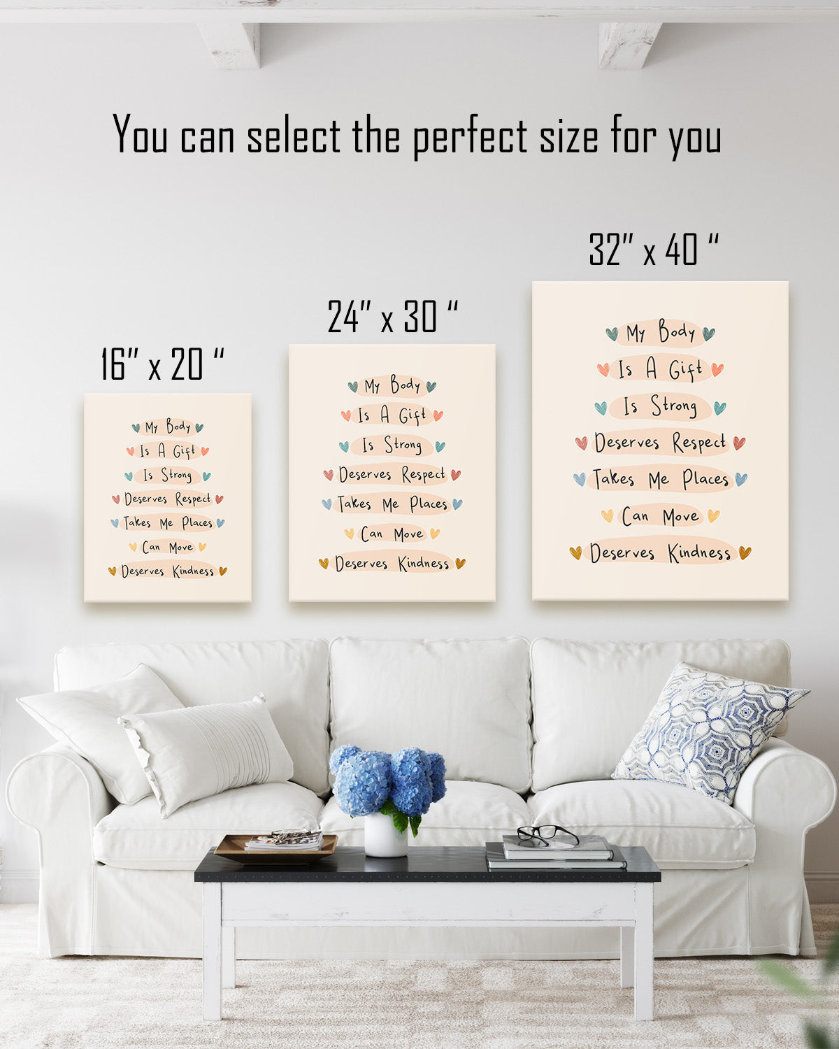 My Body Is A Gift Is Strong Deserves Respect Inspirational Wall Art - Positive Affirmations Wall Decor for Women Girls Teens Daughter
