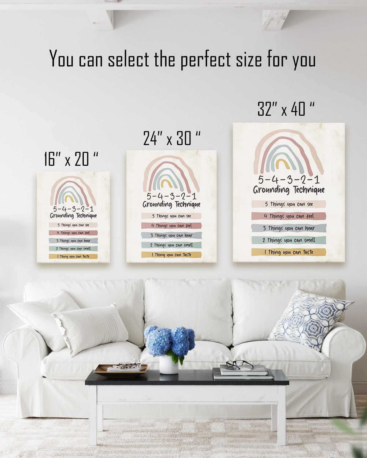 School Psychologist, Counseling Office Decor - 5-4 -3-2 -1 Grounding Technique Mental Health Wall Decor - Teacher Supplies for Classroom - Room Decor Aesthetic