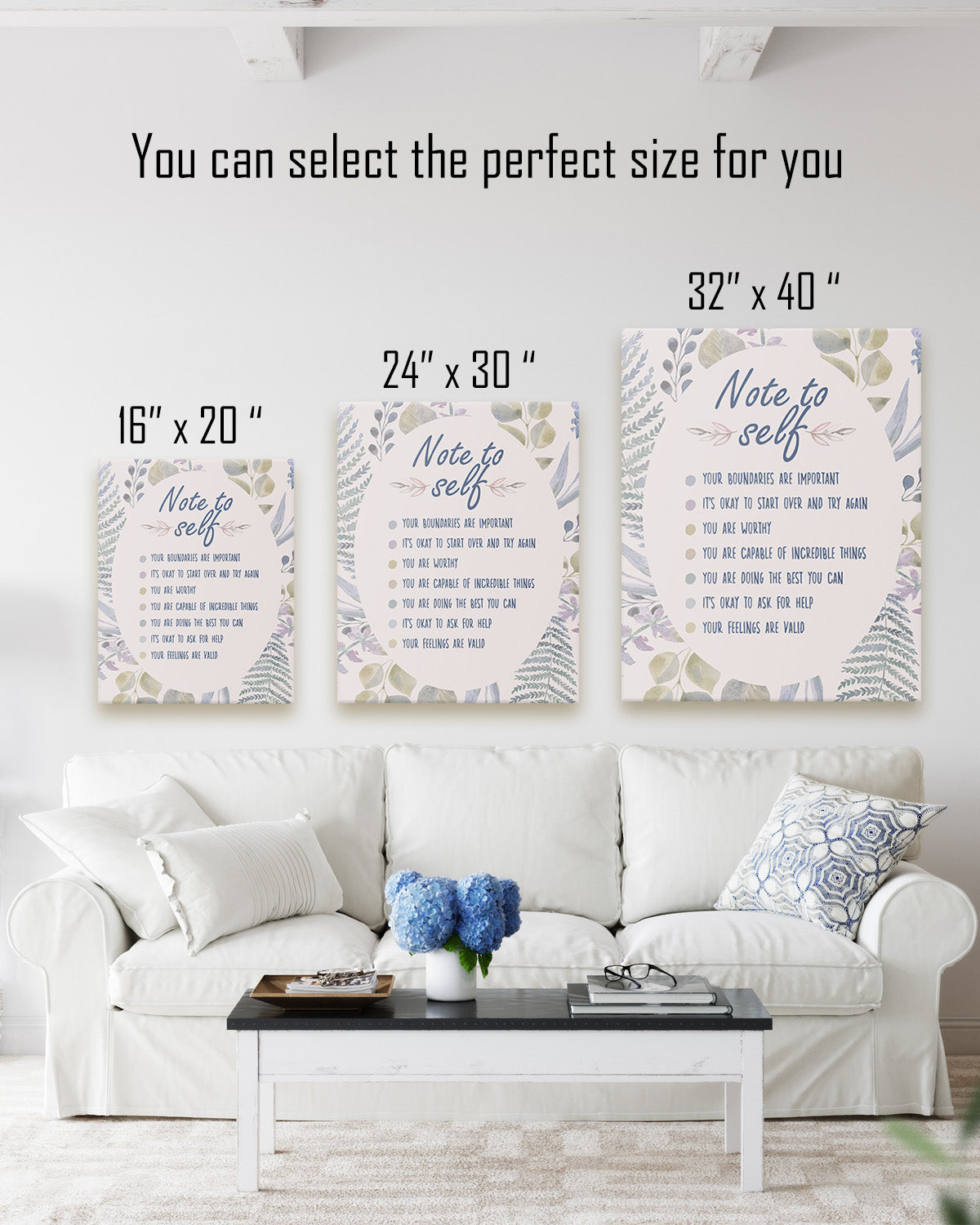 Note To Self Your Boundaries Are Important You are Worthy Affirmation Wall Decor