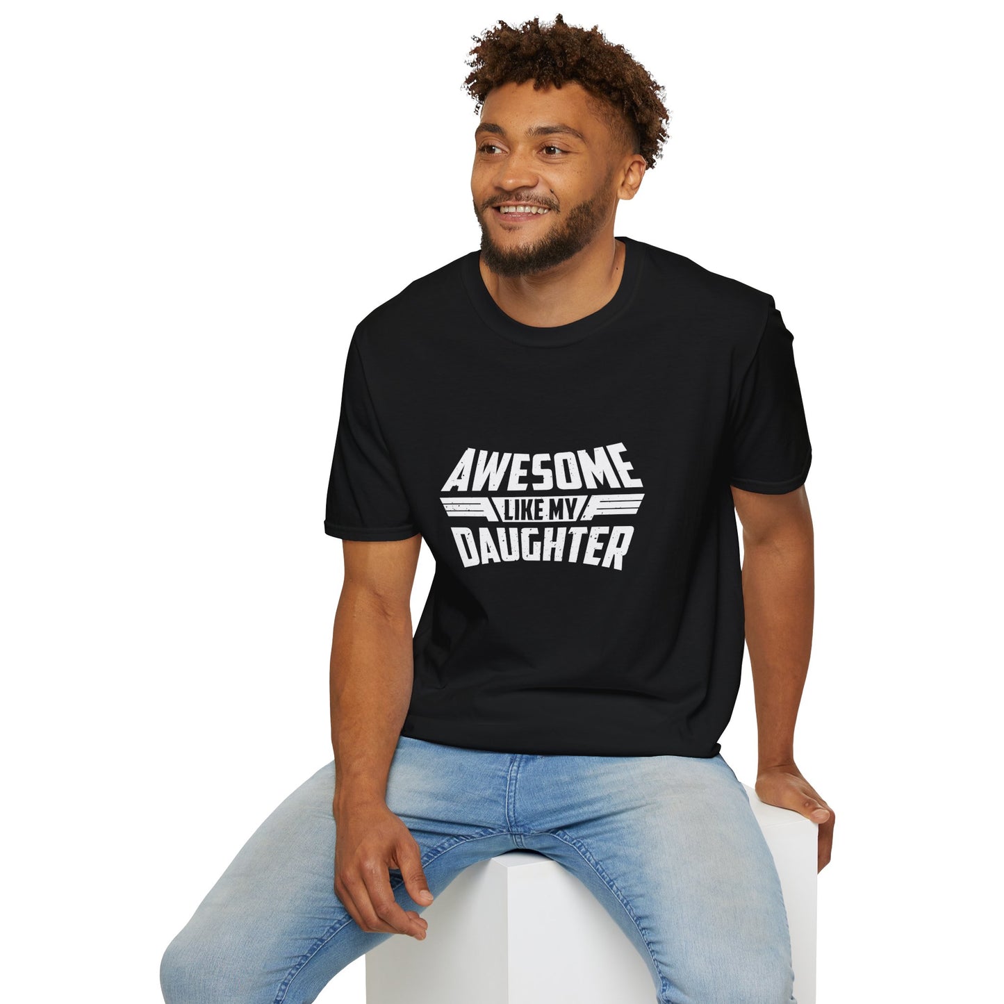Awesome like my daughter white text - Unisex Softstyle T-Shirt