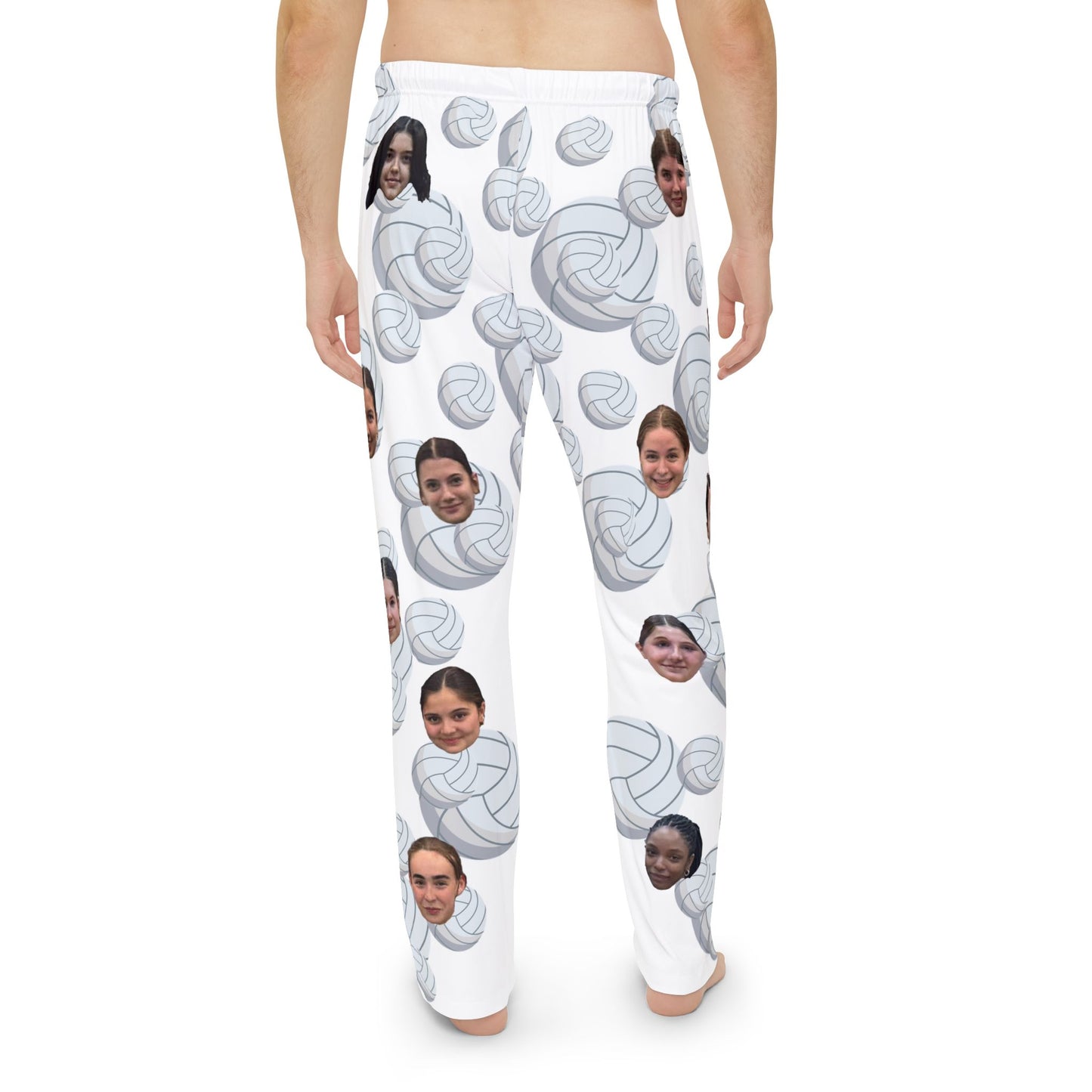 Custom Face Volleyball Pajama Pants — Personalized Men’s Sleepwear for Players & Fans
