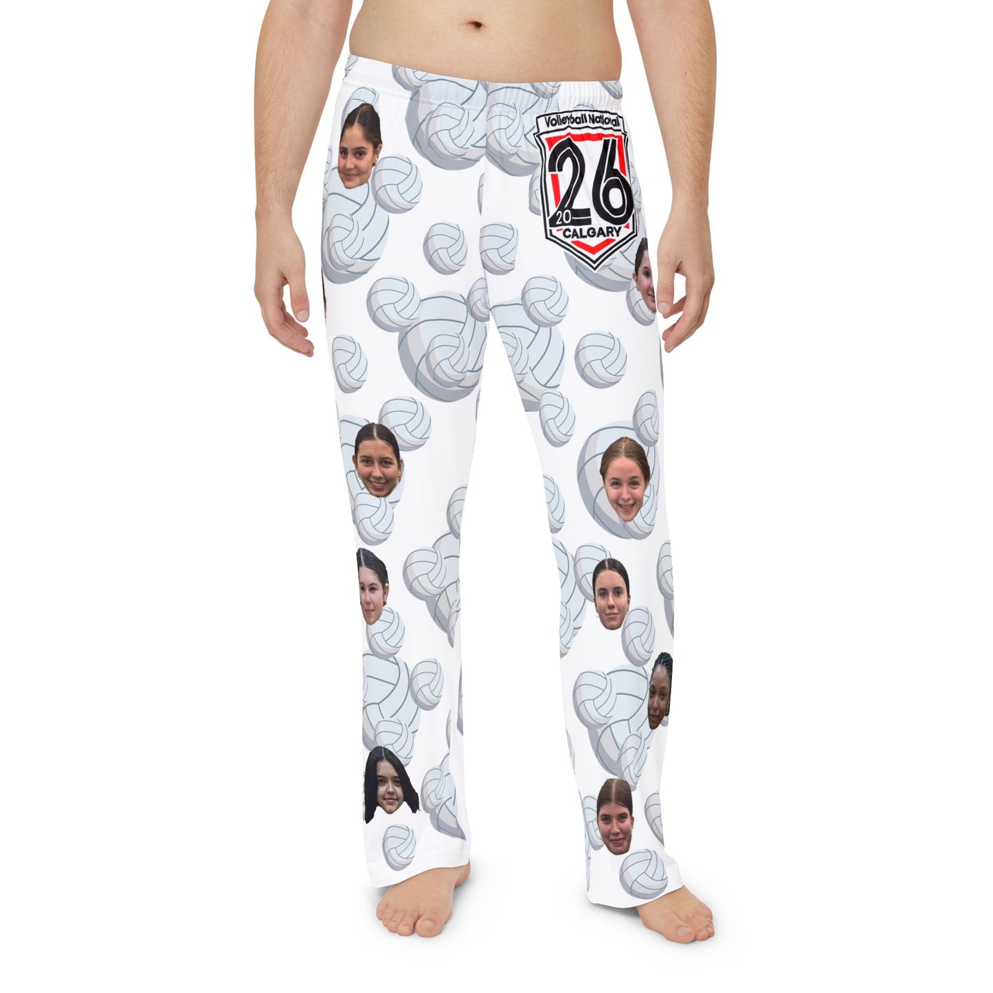 Custom Face Volleyball Pajama Pants — Personalized Men’s Sleepwear for Players & Fans