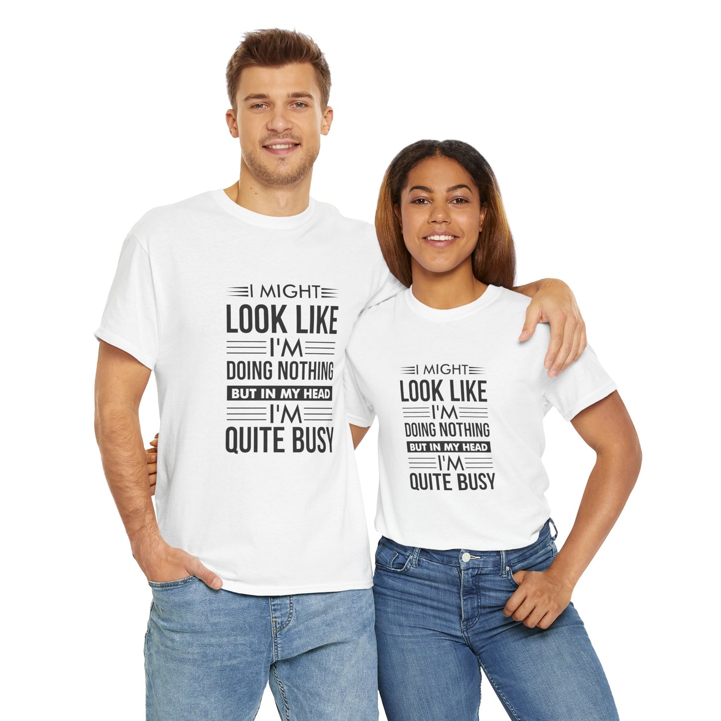 Look like I'm doing nothing text Unisex Heavy Cotton Tee