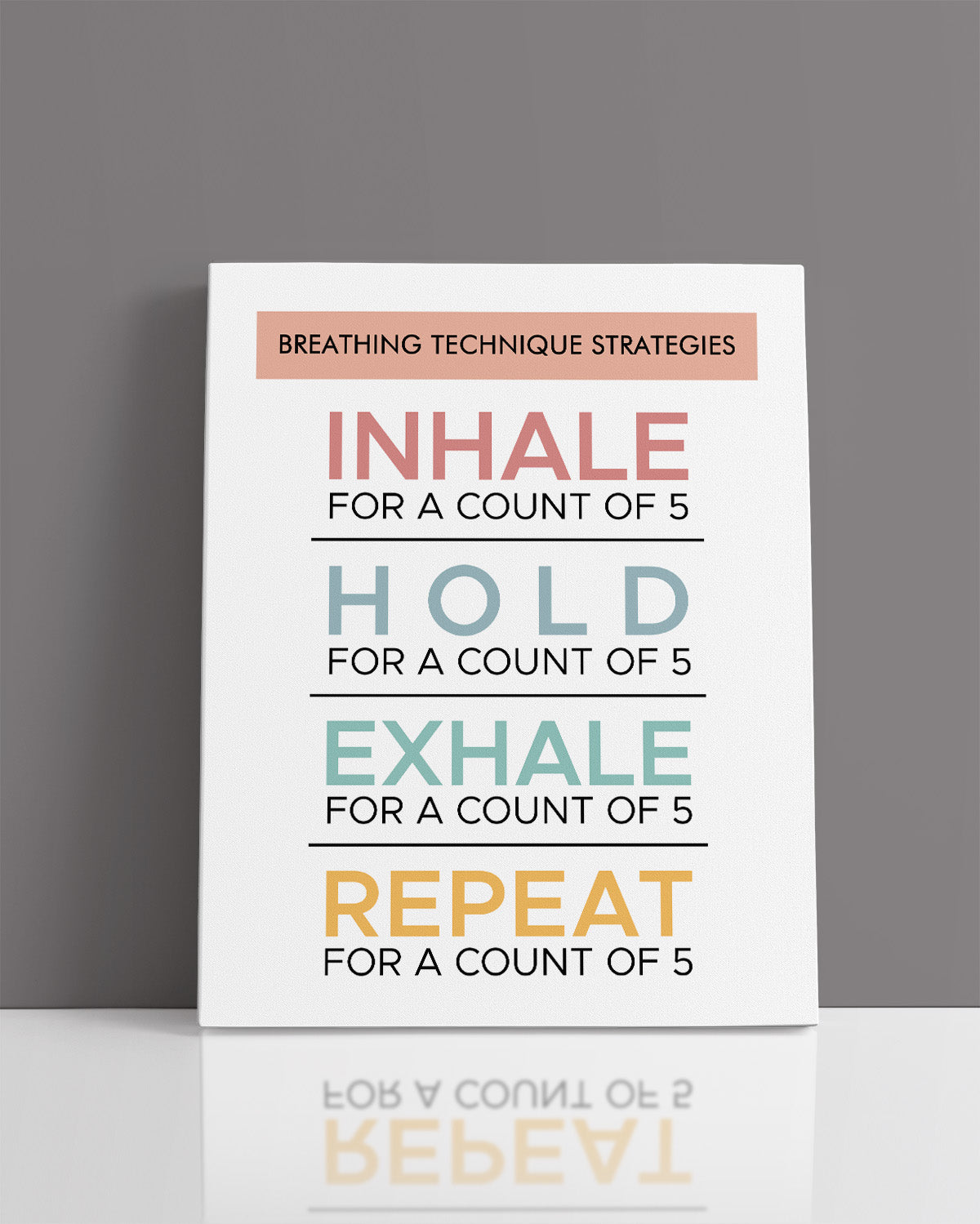Breathing Technique Strategies - Wall Decor for Therapy Office - Mindfulness Wall Decor - Counseling Office - Mental Health Wall Art - School Psychologist, Therapist