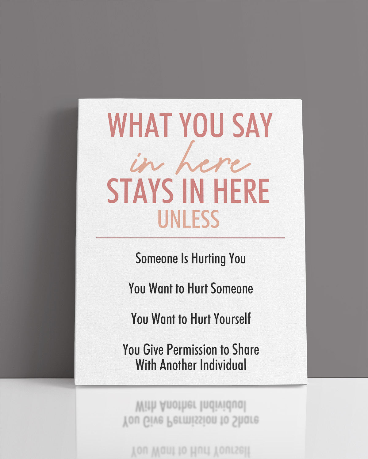 What You Say In Here Stays In Here - Wall Decor for Therapy Office - Mindfulness Wall Decor - Counseling Office - Mental Health Wall Art - School Psychologist, Therapist