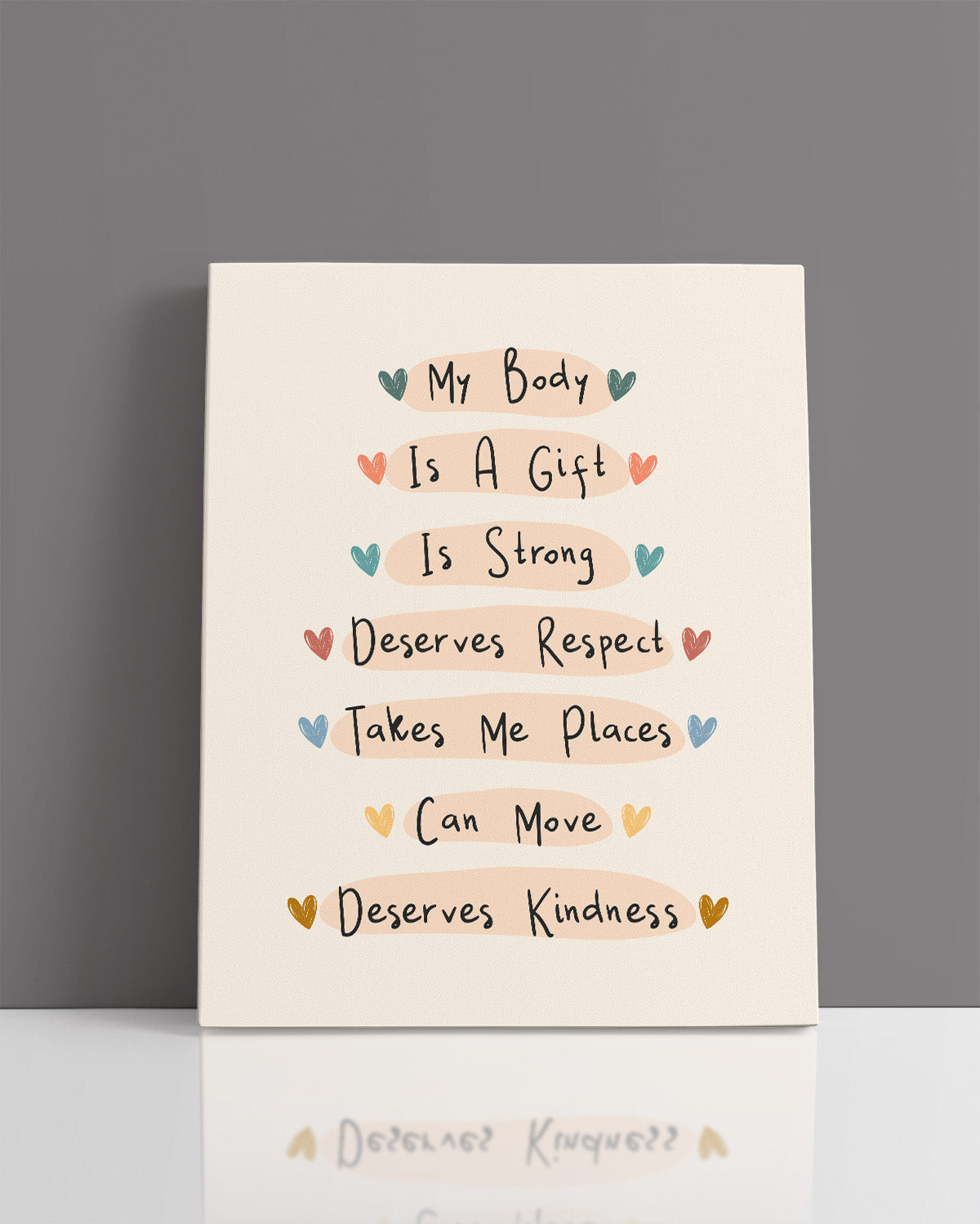My Body Is A Gift Is Strong Deserves Respect Inspirational Wall Art - Positive Affirmations Wall Decor for Women Girls Teens Daughter