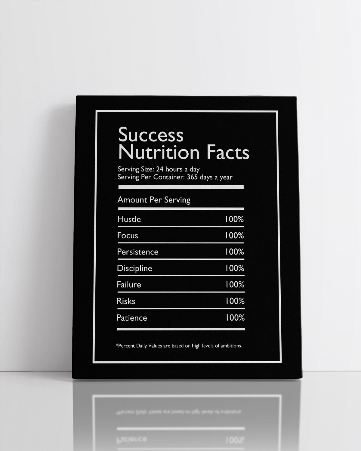 Success Nutrition Facts Motivational Wall Art - Inspirational Wall Decor for Office