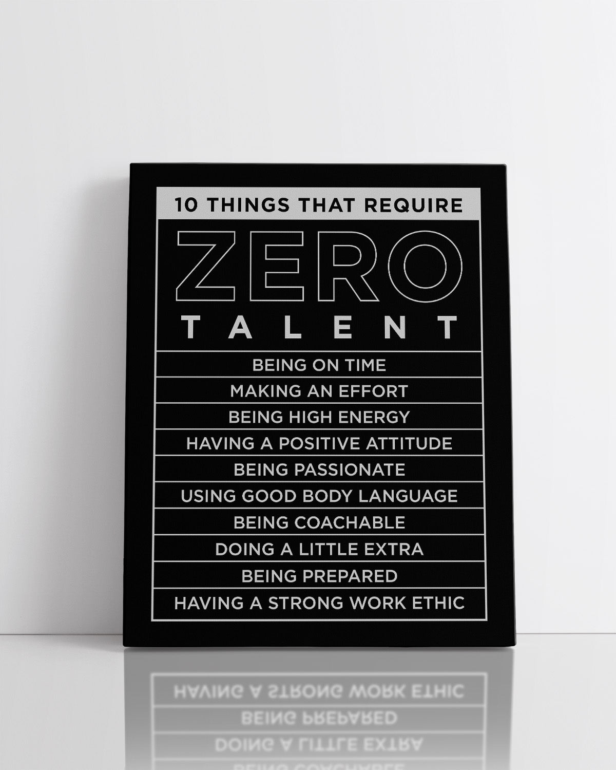 10 Things That Require Zero Talent Room Decor - Inspirational Wall Art - Motivational Wall Decor for Office Kitchen Bedroom Bathroom - Gift for Women Men Mentor Teens
