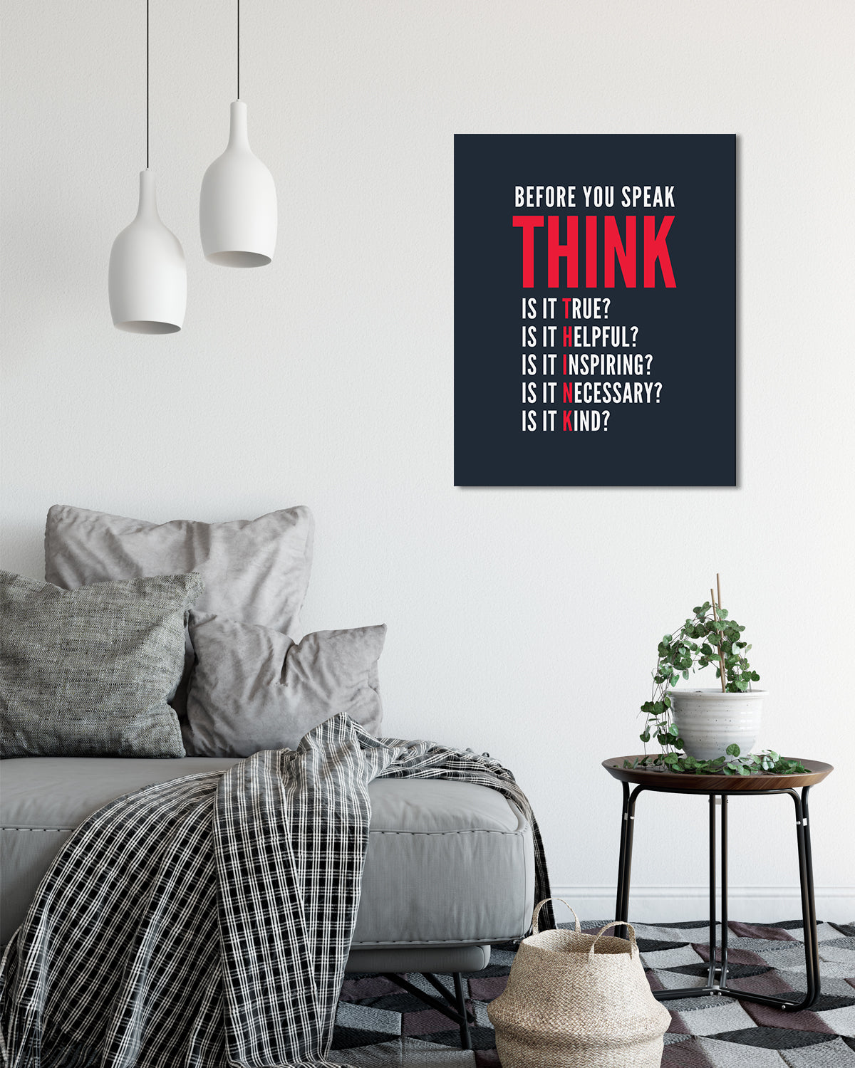 Before You Speak Think Room Decor - Inspirational Wall Art - Motivational Wall Decor for Office