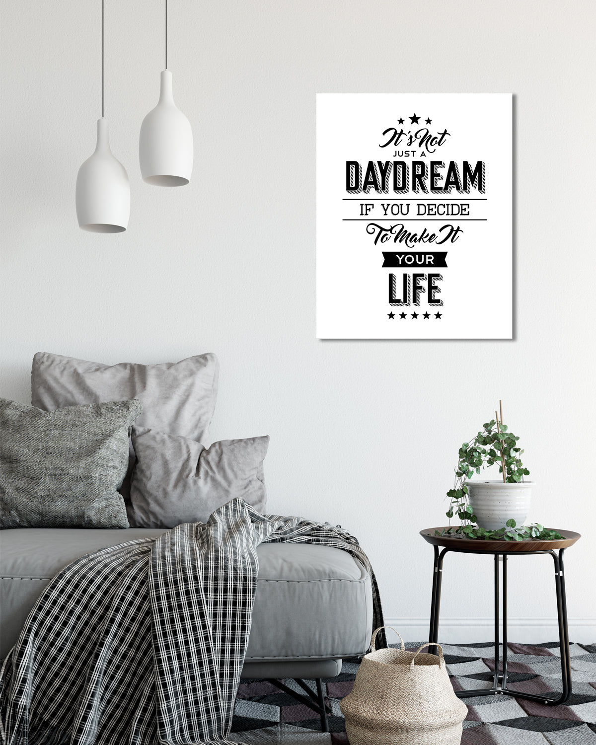 It's Not Just A Daydream If You Decide To Make It Your Life - Motivational Quote Wall Art Print - Wall Decor for Office, Cubicle and Bedroom - Inspirational Wall Art