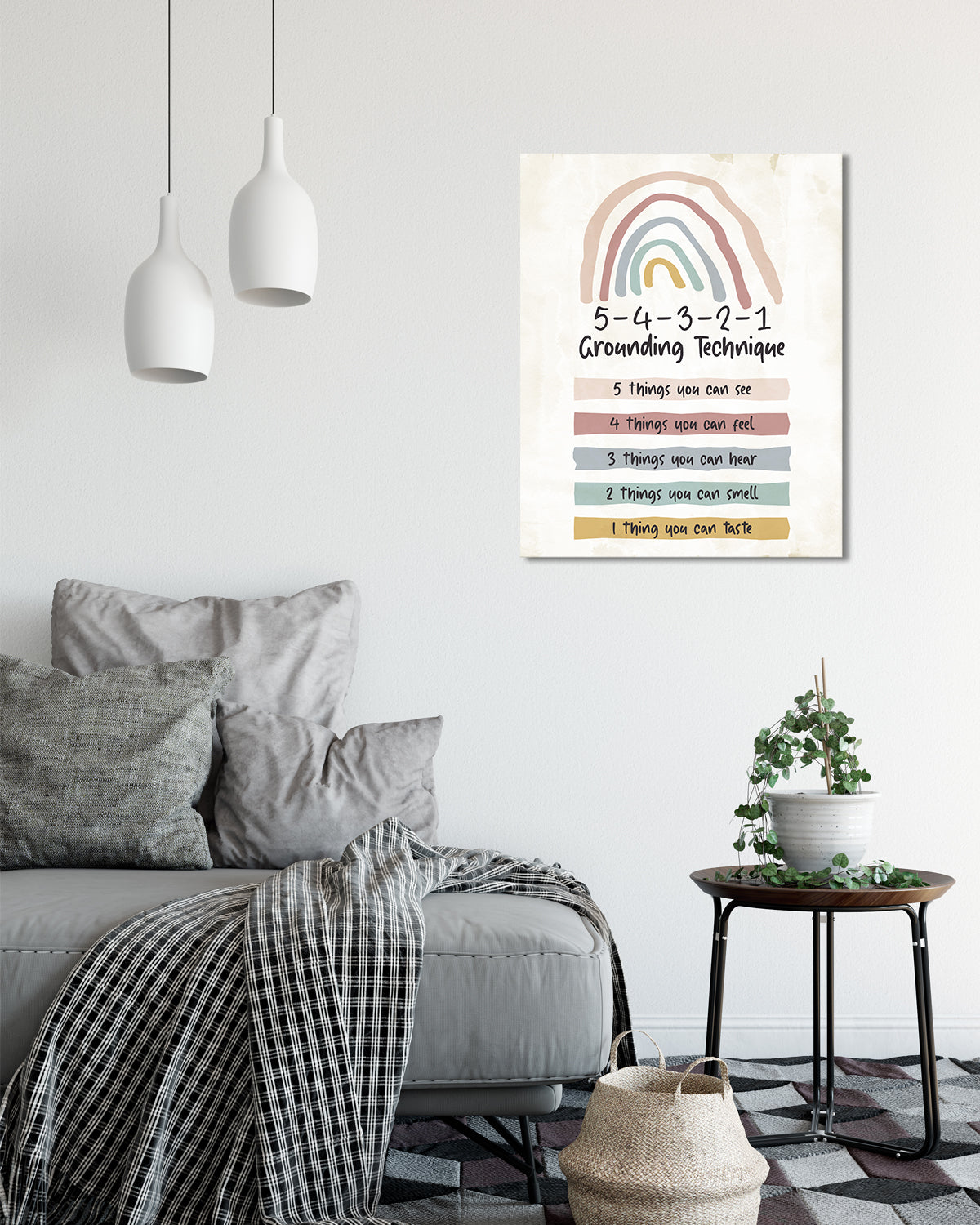 School Psychologist, Counseling Office Decor - 5-4 -3-2 -1 Grounding Technique Mental Health Wall Decor - Teacher Supplies for Classroom - Room Decor Aesthetic