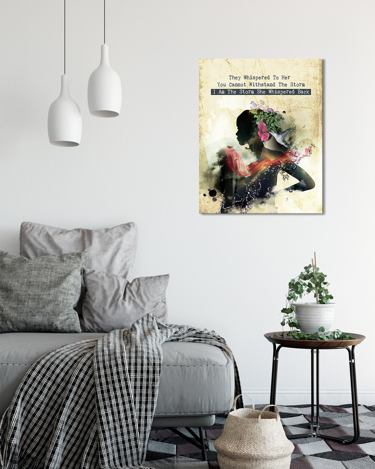 I Am The Storm Wall Art - Inspirational Gifts for Women Teens - Hummingbird Room Decor - Uplifting Encouragement Quotes Home Decor - Positive Affirmations wall decor