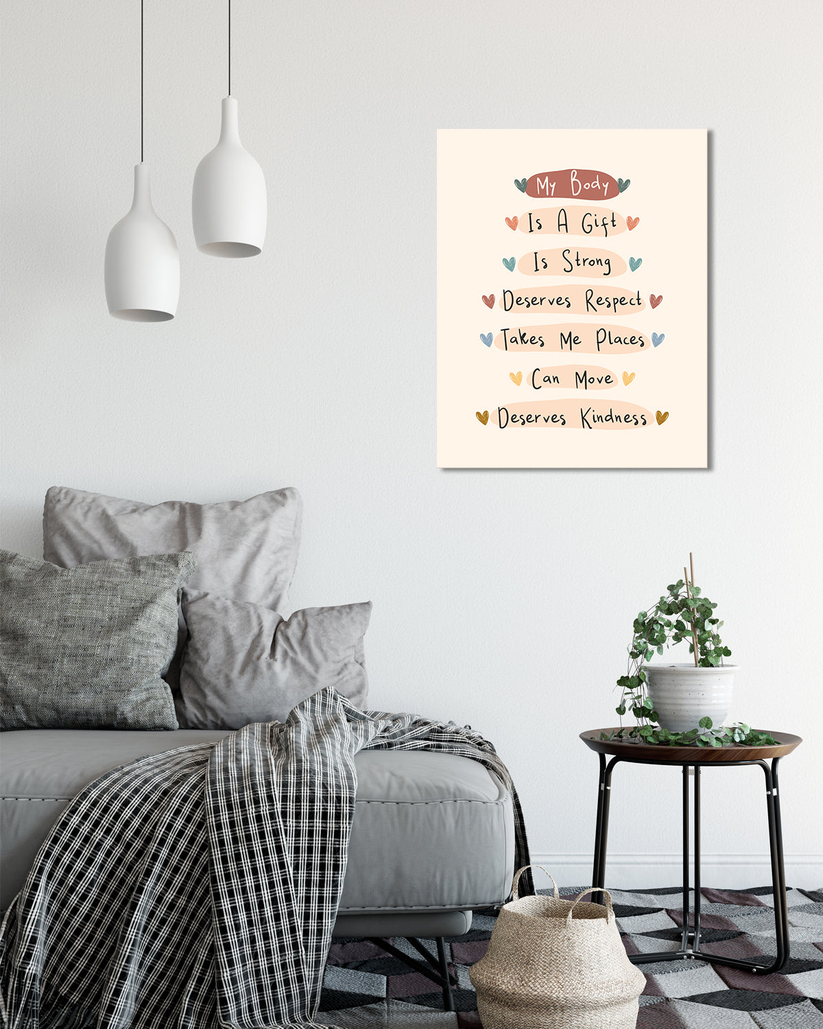 My Body Is A Gift Is Strong Deserves Respect Inspirational Wall Art - Positive Affirmations Wall Decor for Women Girls Teens Daughter